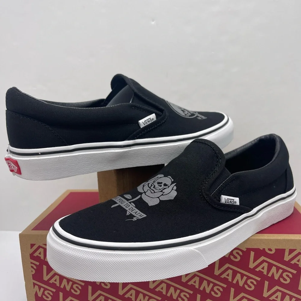 Vans Skull WMNS Classic Slip-On Love You To Death Black/True White Sneakers